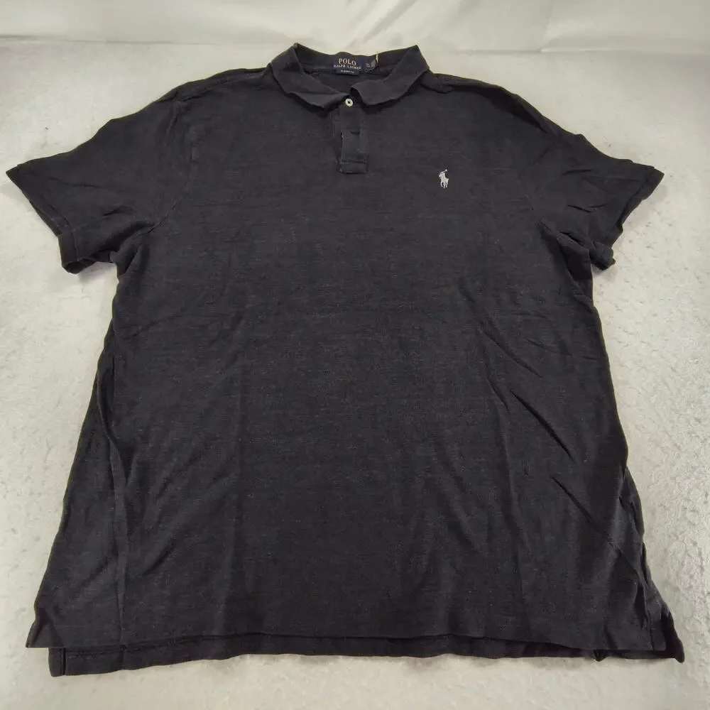 Polo Ralph Lauren Classic Fit Collared Long Sleeve Polo Shirt Men Size 2XL Black